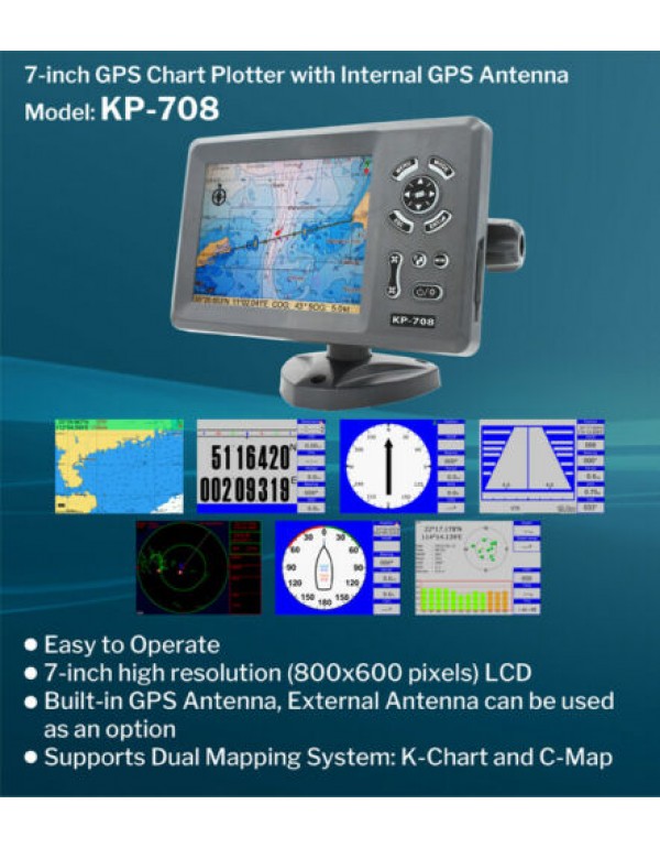 ONWA 7" inch Color LCD Marine GPS Chart Plotter KP-708